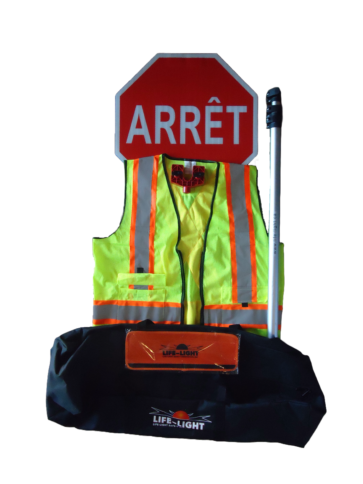 Stop/Slow paddle, Flagger Kit, portable stop sign, Road safety, Safety vest