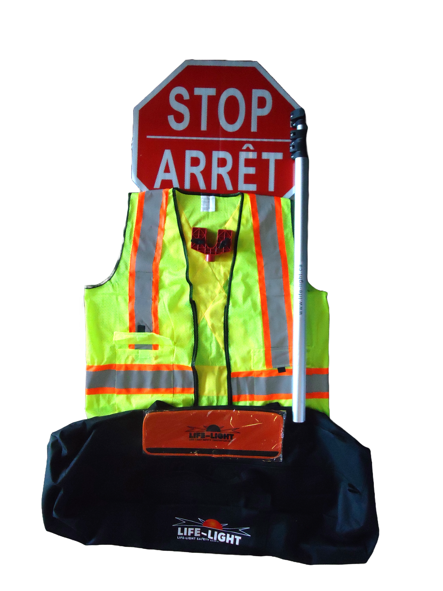 Stop/Slow paddle, Flagger Kit, portable stop sign, Road safety, Safety vest